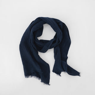 Bilberry Blue Linen Dandelion Scarf - Linen Tales USA 