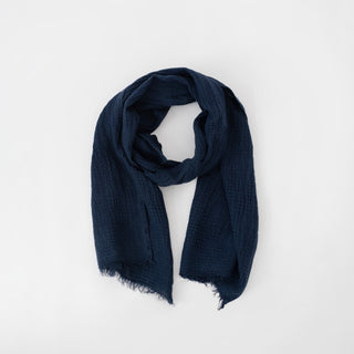 Bilberry Blue Linen Dandelion Scarf - Linen Tales USA 