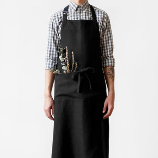 Black Linen Chef Apron - Linen Tales 