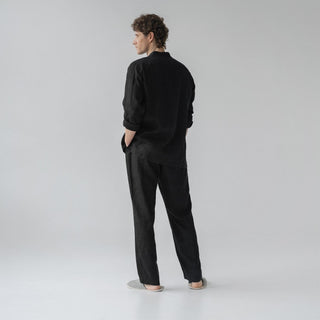 Black Linen Currant Loungewear Set - Linen Tales 3