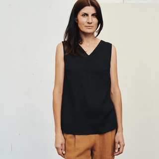 Black Linen Daffodil Top - Linen Tales 