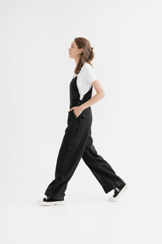 Black Linen Elm Overalls - Linen Tales 3