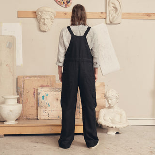 Black Linen Elm Overalls - Linen Tales 5