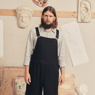 Black Linen Elm Overalls - Linen Tales 6