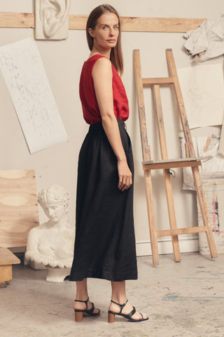 Black Linen Gardenia Skirt - Linen Tales 3
