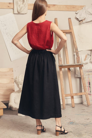 Black Linen Gardenia Skirt - Linen Tales 4