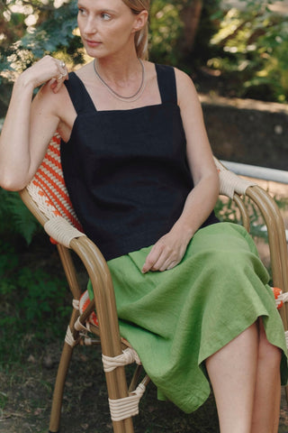 Black Linen Polka Top - Linen Tales 3