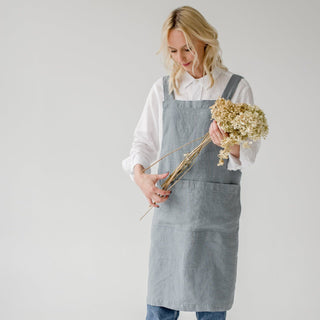 Blue Fog Linen Crossback Apron - Linen Tales 3
