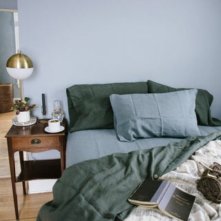 Blue Fog Linen Flat Sheet - Linen Tales 2