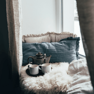 Blue Fog Linen Pillowcase with Frills - Linen Tales 2