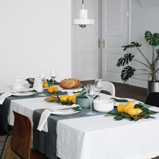 Blue Fog Linen Table Runner - Linen Tales 4