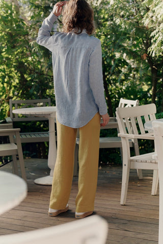 Blue White Stripes Linen Azalea Shirt - Linen Tales 3