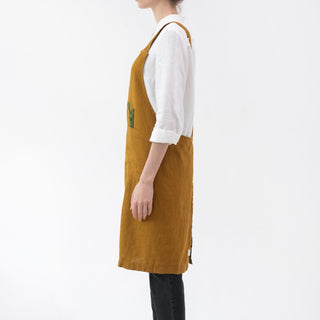 Bronze Linen Crossback Apron - Linen Tales 4