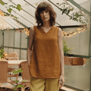 Bronze Linen Daffodil Top - Linen Tales 