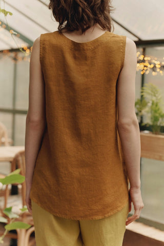 Bronze Linen Daffodil Top - Linen Tales 