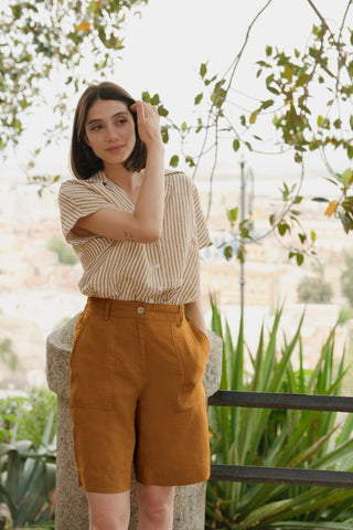 Bronze Linen Etude Shorts - Linen Tales 4