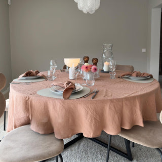 Cafe Creme Lightweight Linen Round Tablecloth - Linen Tales 