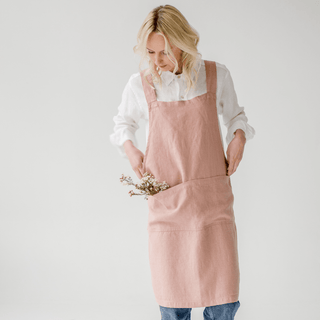 Cafe Creme Linen Crossback Apron - Linen Tales 5