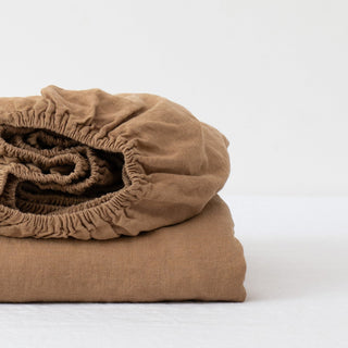 Camel Linen Fitted Sheet - Linen Tales 