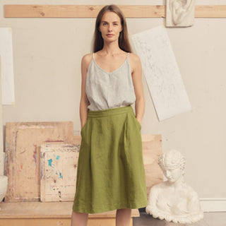 Cardamom Seed Linen Tulip Skirt - Linen Tales 