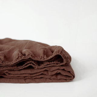 Chocolate Linen Fitted Sheet - Linen Tales USA 