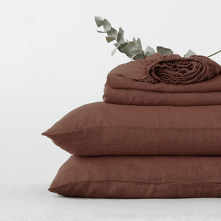 Chocolate Linen Sheet Set - Linen Tales USA 