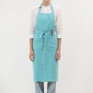 Coastal Blue Linen Chef Apron - Linen Tales 