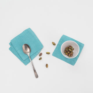 Coastal Blue Linen Coasters Set of 4 - Linen Tales 