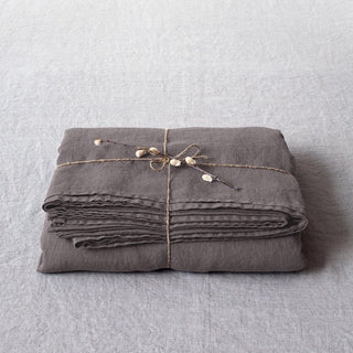 Dark Grey Linen Flat Sheet - Linen Tales 