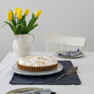 Dark Grey Linen Napkins with Fringes Set of 2 - Linen Tales 4