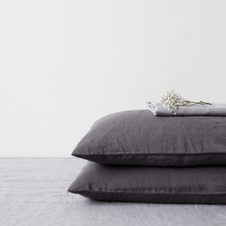 Dark Grey Linen Pillowcase - Linen Tales USA 