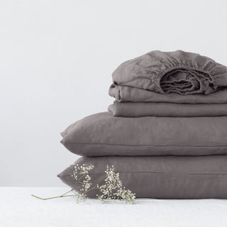 Dark Grey Linen Sheet Set - Linen Tales 1