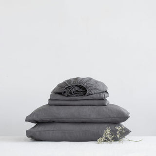 Dark Grey Linen Sheet Set - Linen Tales 2