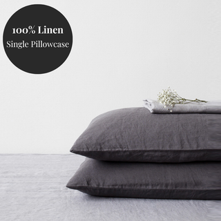 Dark Grey Linen Pillowcase 1