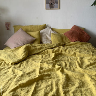 Lemon Curry Linen Duvet Cover 3