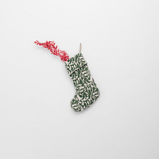 Evergreen Damask Linen Christmas Stocking - Linen Tales USA 