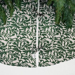 Evergreen Damask Linen Christmas Tree Skirt - Linen Tales USA 