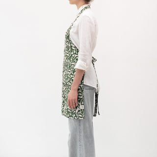 Evergreen Damask Linen Daily Apron - Linen Tales 
