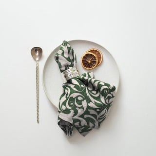 Evergreen Damask Linen Napkins Set of 2 - Linen Tales 
