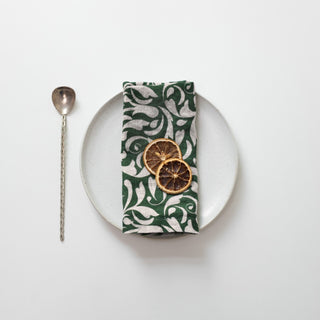 Evergreen Damask Linen Napkins Set of 2 - Linen Tales 