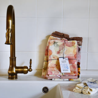 Floral Linen Kitchen Towel - Linen Tales USA 