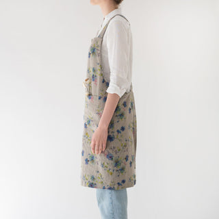 Flowers on Natural Linen Crossback Apron - Linen Tales 2