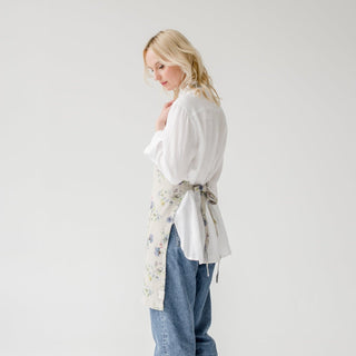 Flowers on Natural Linen Daily Apron - Linen Tales 2