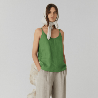 Foliage Green Linen Star Top - Linen Tales 