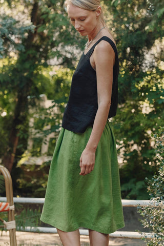 Foliage Green Linen Tulip Skirt - Linen Tales 
