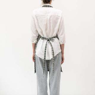 Forest Green Gingham Linen Daily Apron - Linen Tales 3