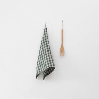 Forest Green Gingham Linen Kitchen Towel - Linen Tales 