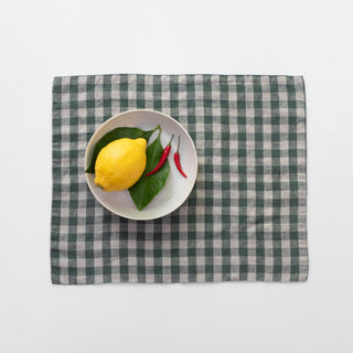 Forest Green Gingham Linen Placemat - Linen Tales 