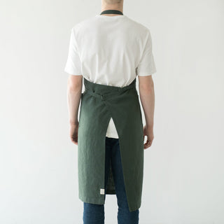 Forest Green Linen Chef Apron - Linen Tales 3