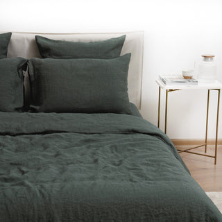 Forest Green Linen Duvet Cover Set - Linen Tales 5